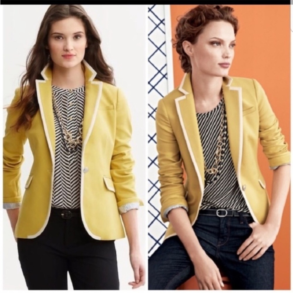 Banana Republic Sz 0 White tipped Gold Blazer